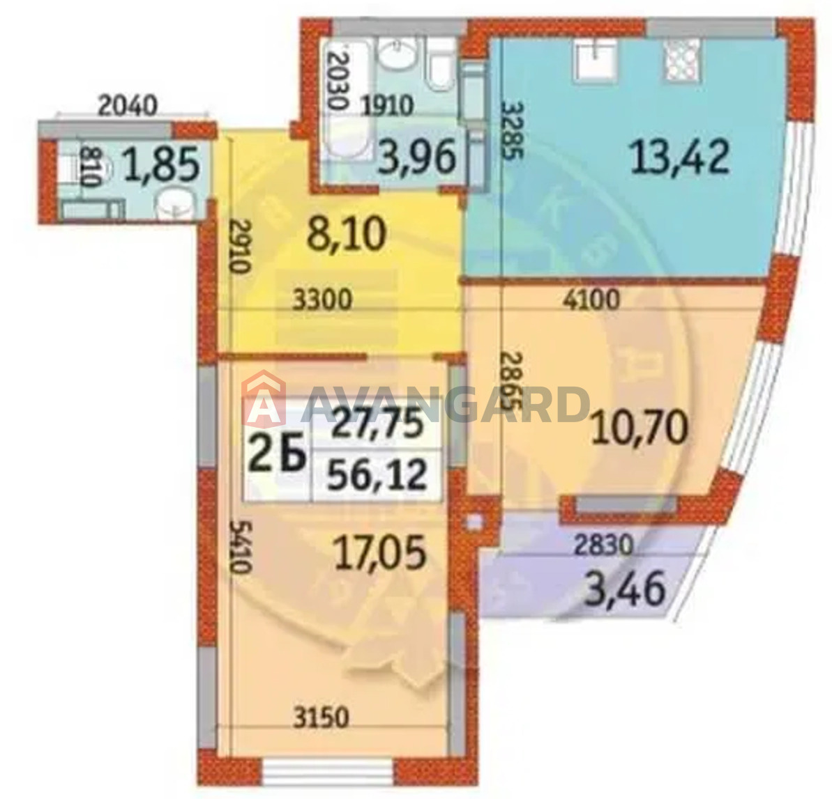 2 комн. квартира, 56/27,8/13,4 кв. м., 23/26 этаж фото 2 2 комн. квартира, 56/27,8/13,4 кв. м., 23/26 этаж фото 2
