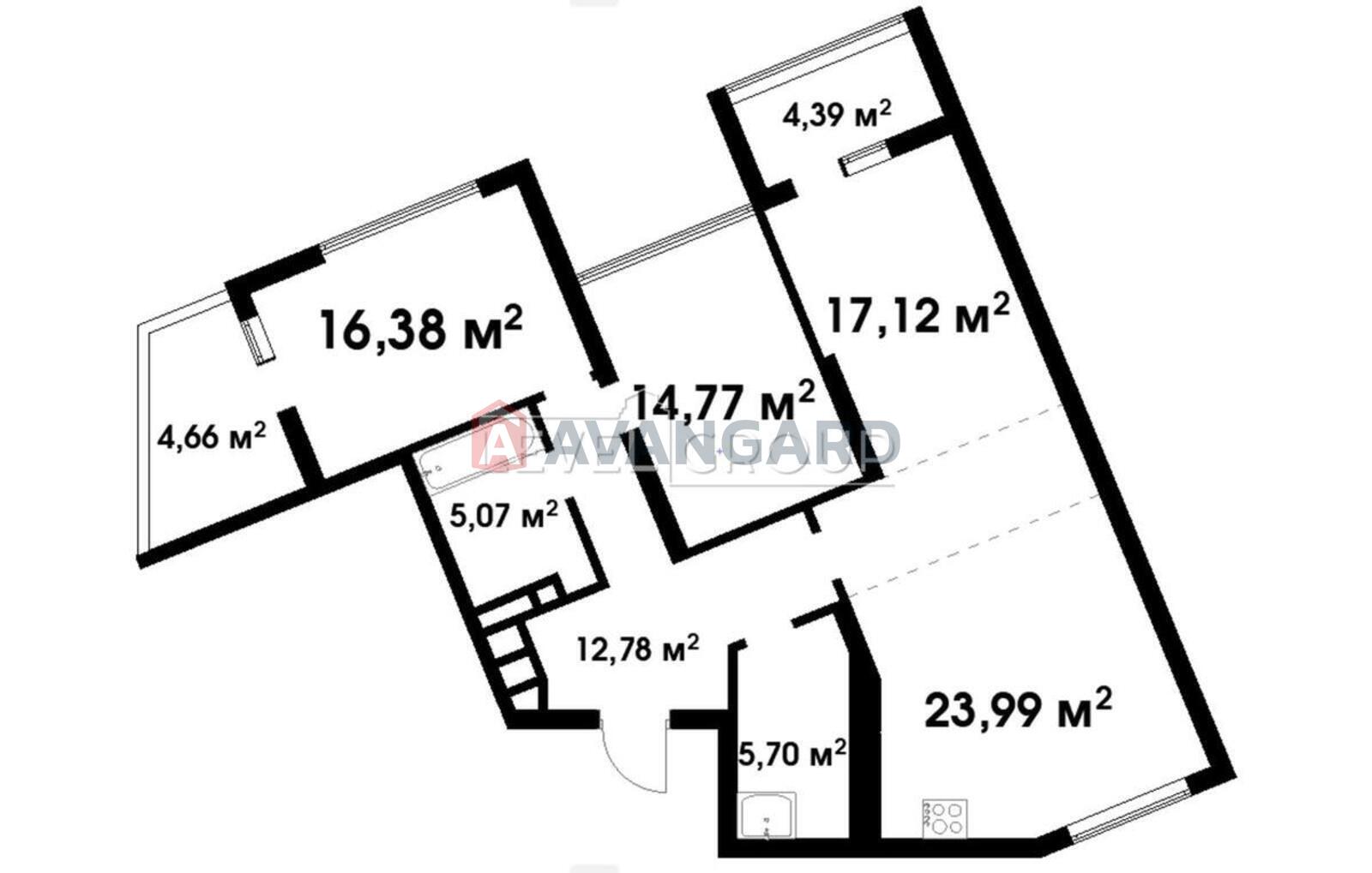 3 комн. квартира, 104/48/24 кв. м., 24/25 этаж фото 2 3 комн. квартира, 104/48/24 кв. м., 24/25 этаж фото 2
