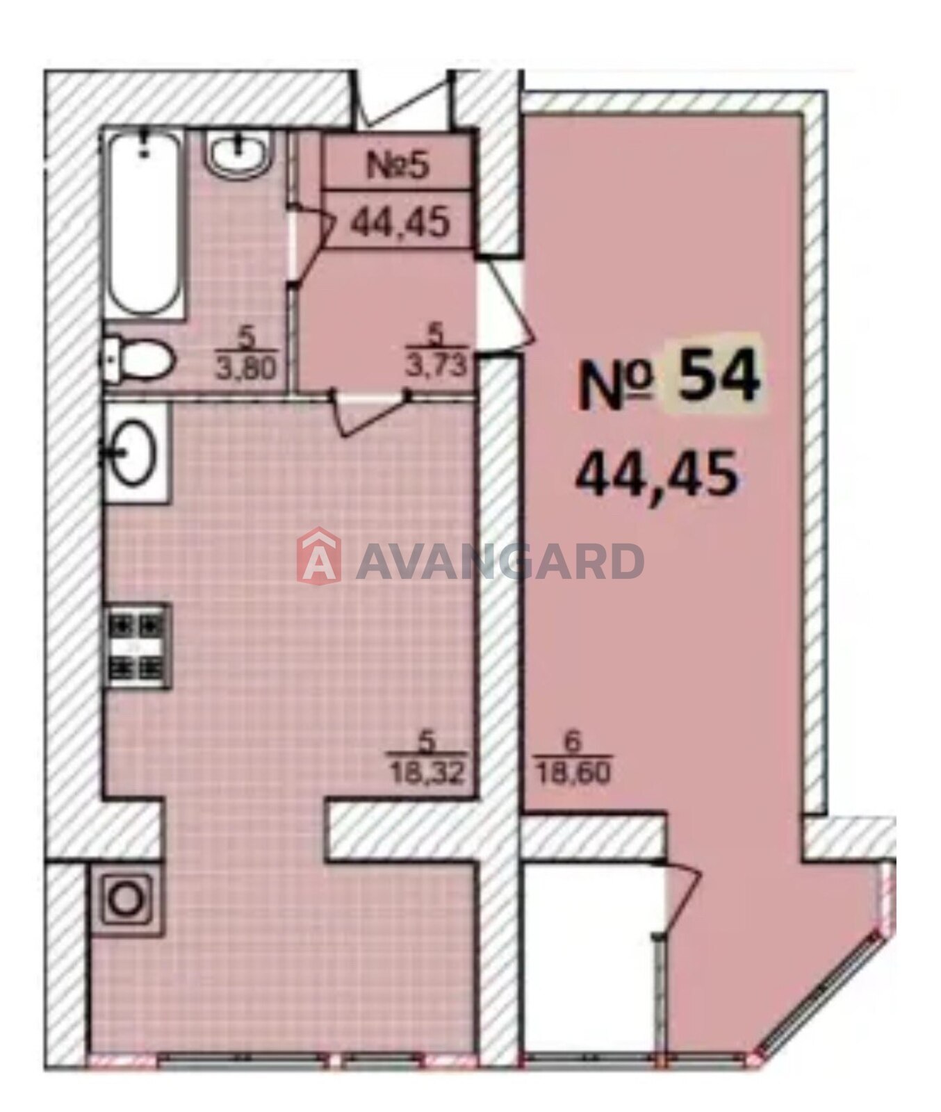 1 кім. квартира, 45/18/18 кв. м., 6/10 поверх фото 4 1 кім. квартира, 45/18/18 кв. м., 6/10 поверх фото 4