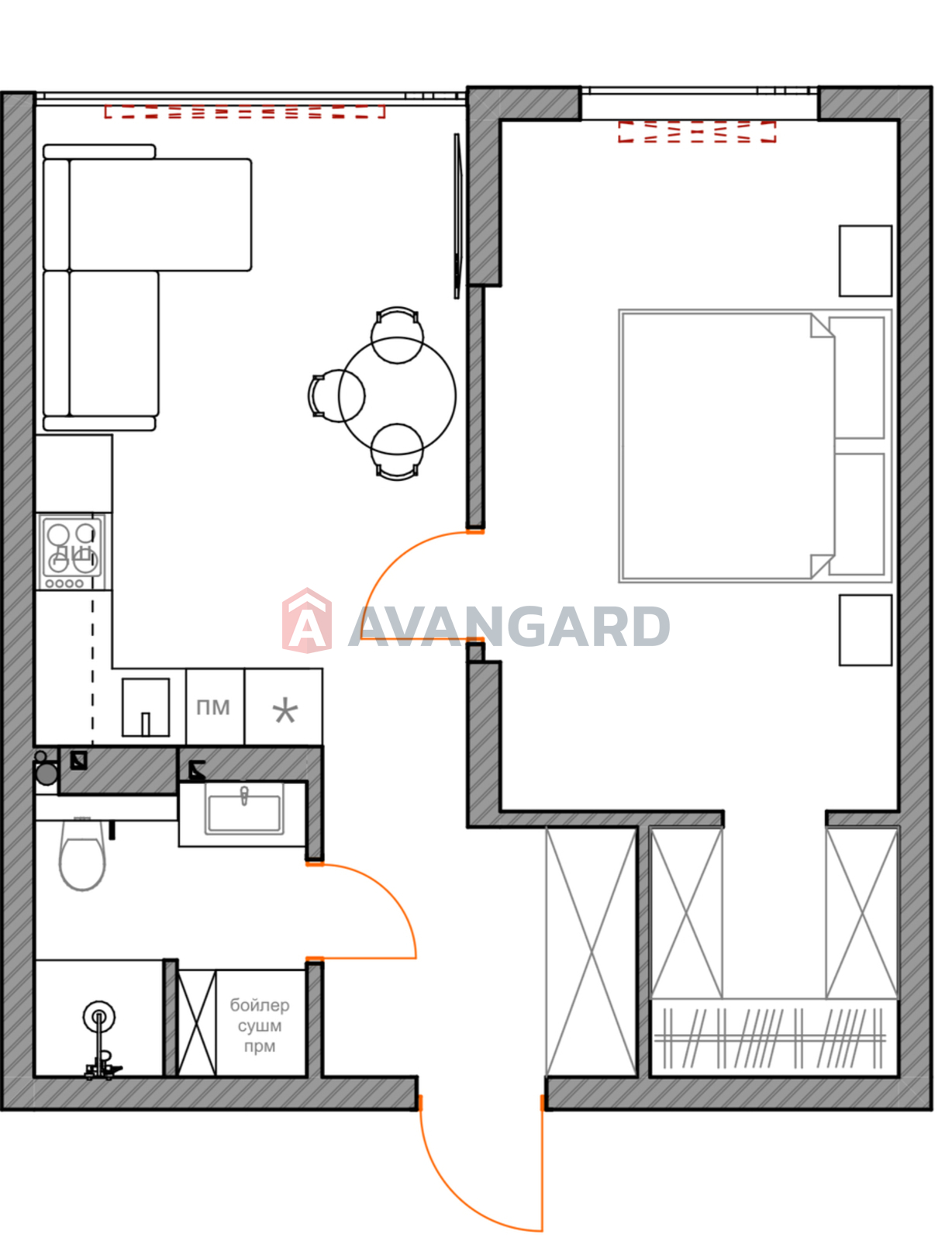 1 кім. квартира, 43/17/20 кв. м., 16/26 поверх фото 13 1 кім. квартира, 43/17/20 кв. м., 16/26 поверх фото 13