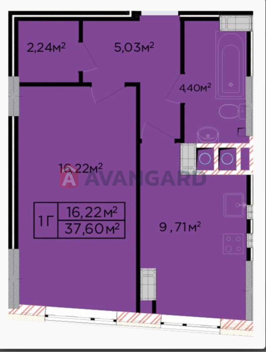 1 кім. квартира, 38/-/10 кв. м., 12/17 поверх фото 12 1 кім. квартира, 38/-/10 кв. м., 12/17 поверх фото 12