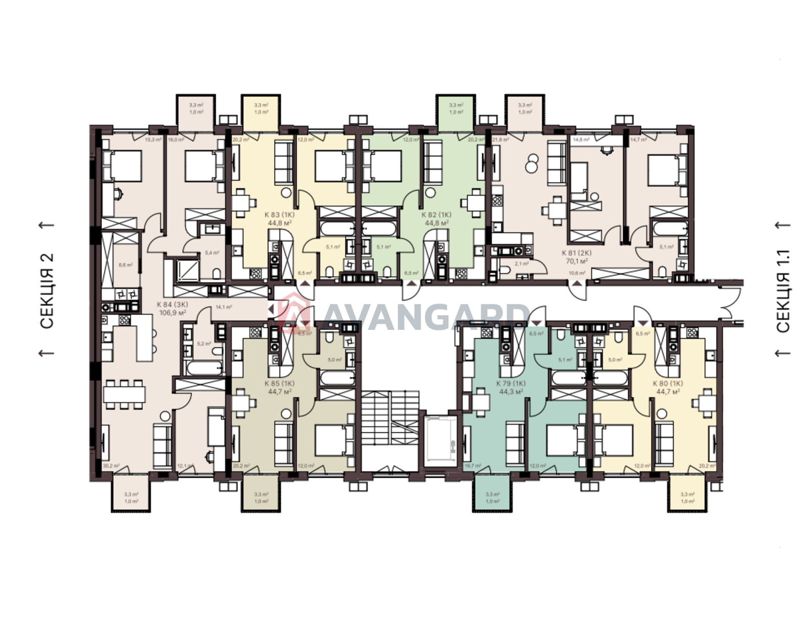 1 кім. квартира, 44/12/21 кв. м., 3/7 поверх фото 19 1 кім. квартира, 44/12/21 кв. м., 3/7 поверх фото 19