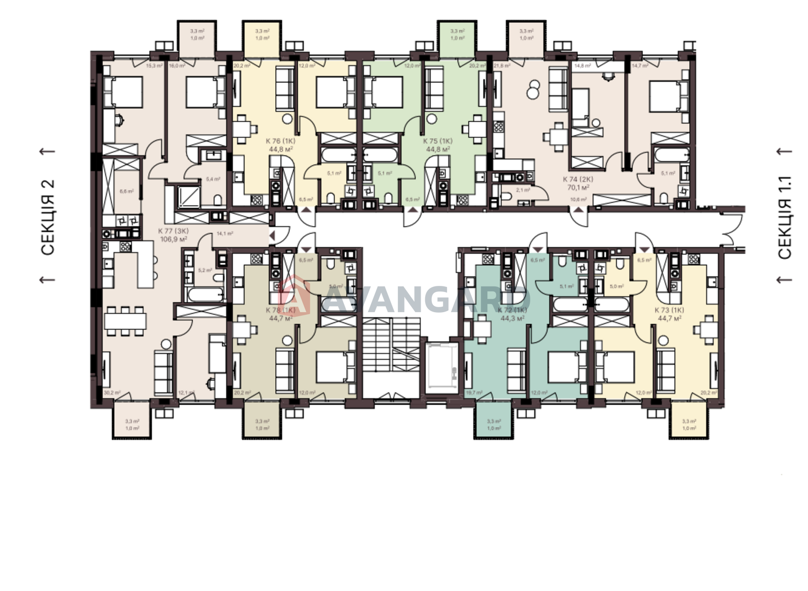 1 кім. квартира, 44/12/21 кв. м., 3/7 поверх фото 17 1 кім. квартира, 44/12/21 кв. м., 3/7 поверх фото 17