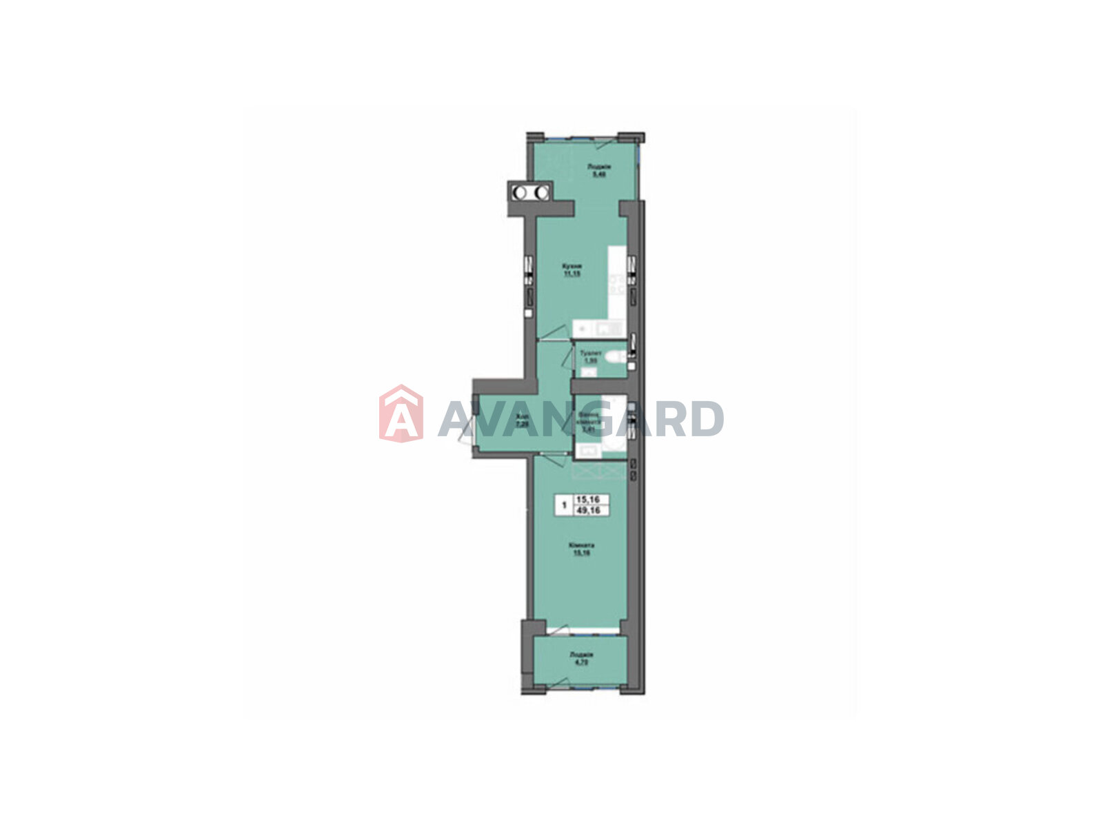 1 кім. квартира, 49/-/- кв. м., 4/10 поверх фото 9 1 кім. квартира, 49/-/- кв. м., 4/10 поверх фото 9