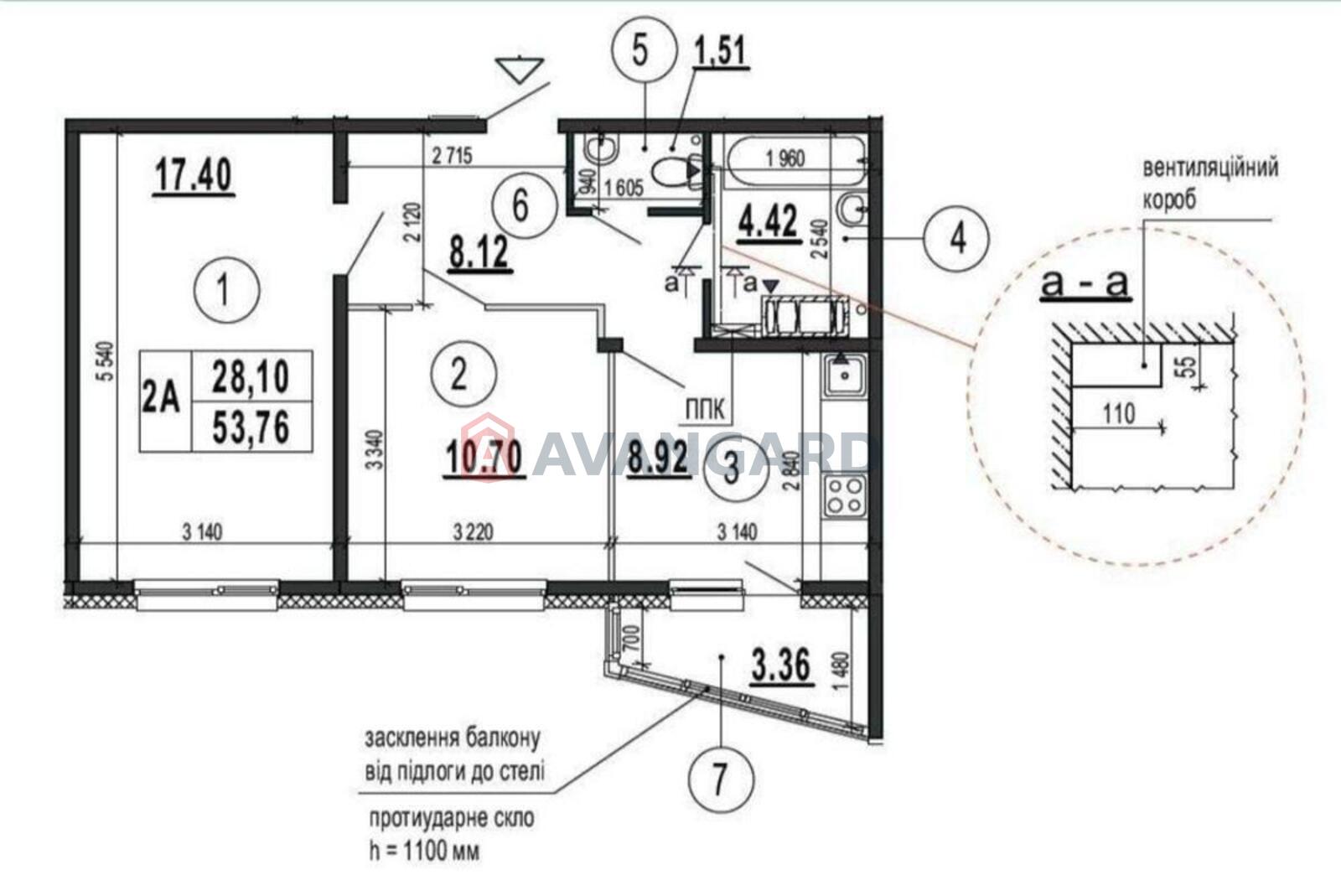 2 кім. квартира, 54/-/9 кв. м., 25/25 поверх фото 7 2 кім. квартира, 54/-/9 кв. м., 25/25 поверх фото 7
