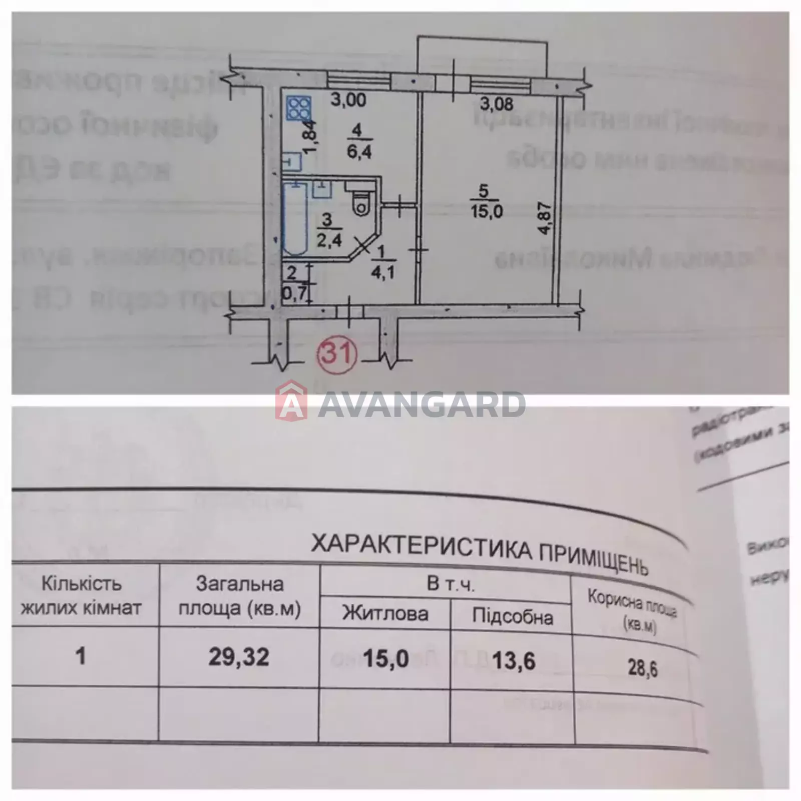 1 кім. квартира, 30/-/6 кв. м., 4/5 поверх фото 6 1 кім. квартира, 30/-/6 кв. м., 4/5 поверх фото 6