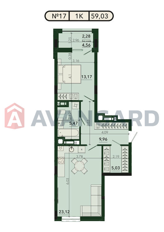1 кім. квартира, 46/-/13.5 кв. м., 5/8 поверх фото 5 1 кім. квартира, 46/-/13.5 кв. м., 5/8 поверх фото 5