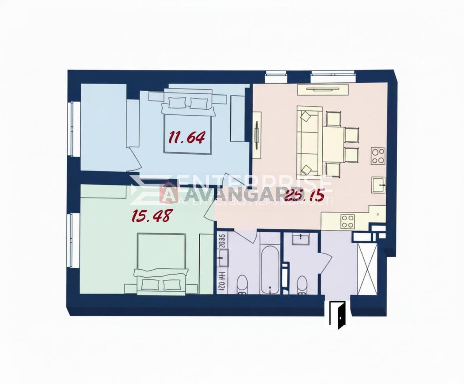 2 комн. квартира, 67/27/25 кв. м., 21/26 этаж фото 1 2 комн. квартира, 67/27/25 кв. м., 21/26 этаж фото 1