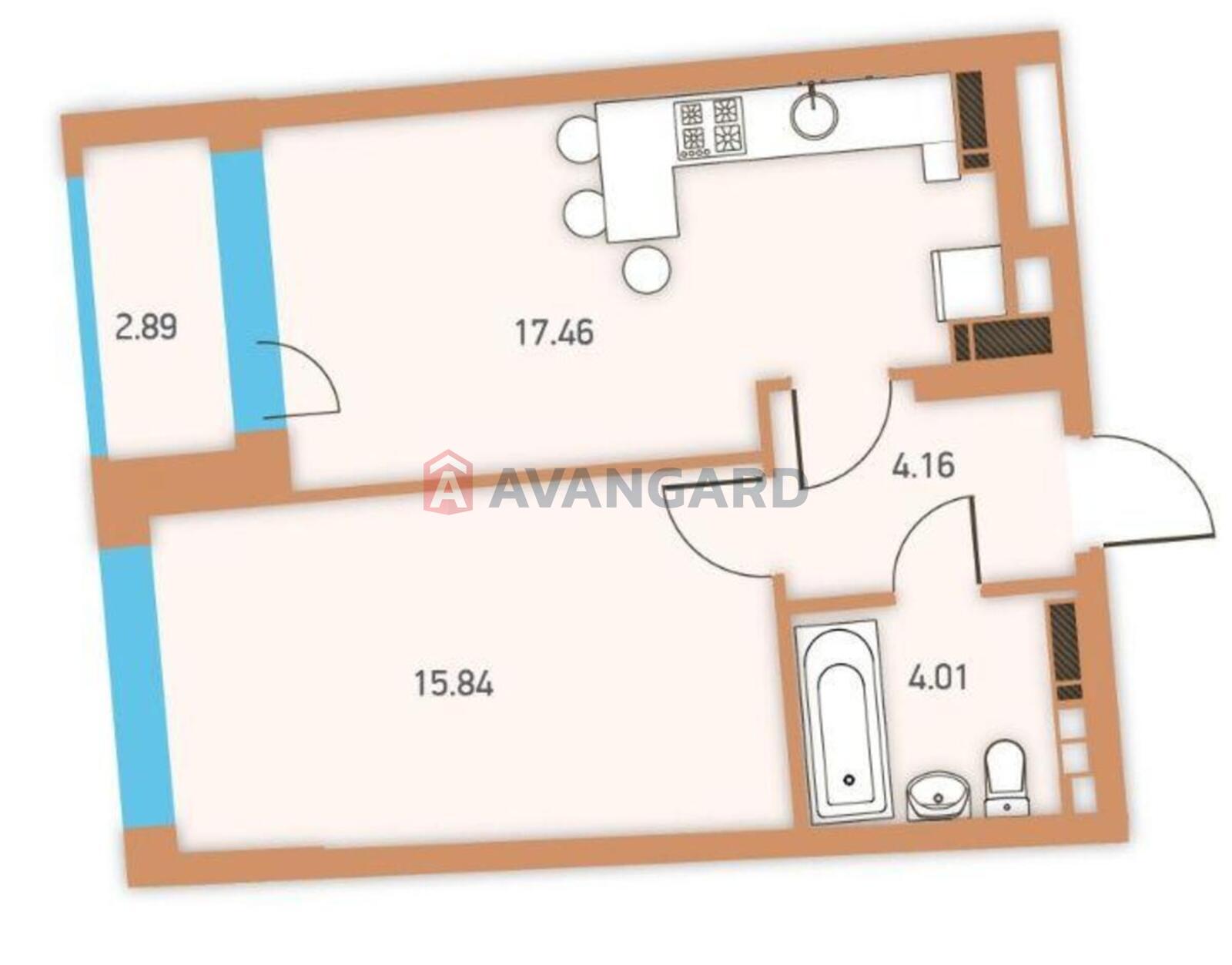 1 комн. квартира, 44/-/17 кв. м., 18/26 этаж фото 1 1 комн. квартира, 44/-/17 кв. м., 18/26 этаж фото 1