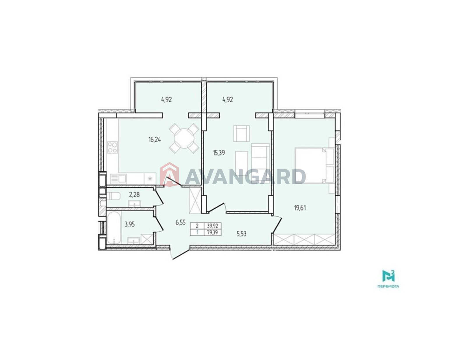 2 кім. квартира, 79/-/- кв. м., 5/10 поверх фото 13 2 кім. квартира, 79/-/- кв. м., 5/10 поверх фото 13