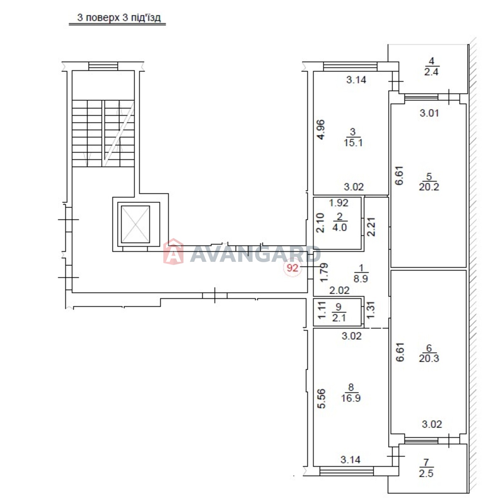 2 кім. квартира, 92,4/35,3/33,4 кв. м., 3/5 поверх фото 4 2 кім. квартира, 92,4/35,3/33,4 кв. м., 3/5 поверх фото 4
