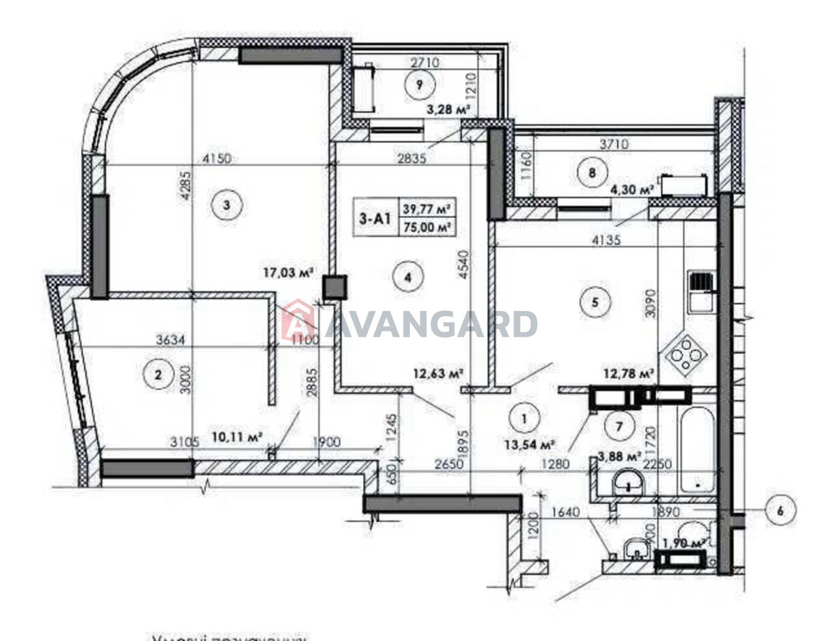 3 кім. квартира, 75/-/13 кв. м., 5/26 поверх фото 6 3 кім. квартира, 75/-/13 кв. м., 5/26 поверх фото 6