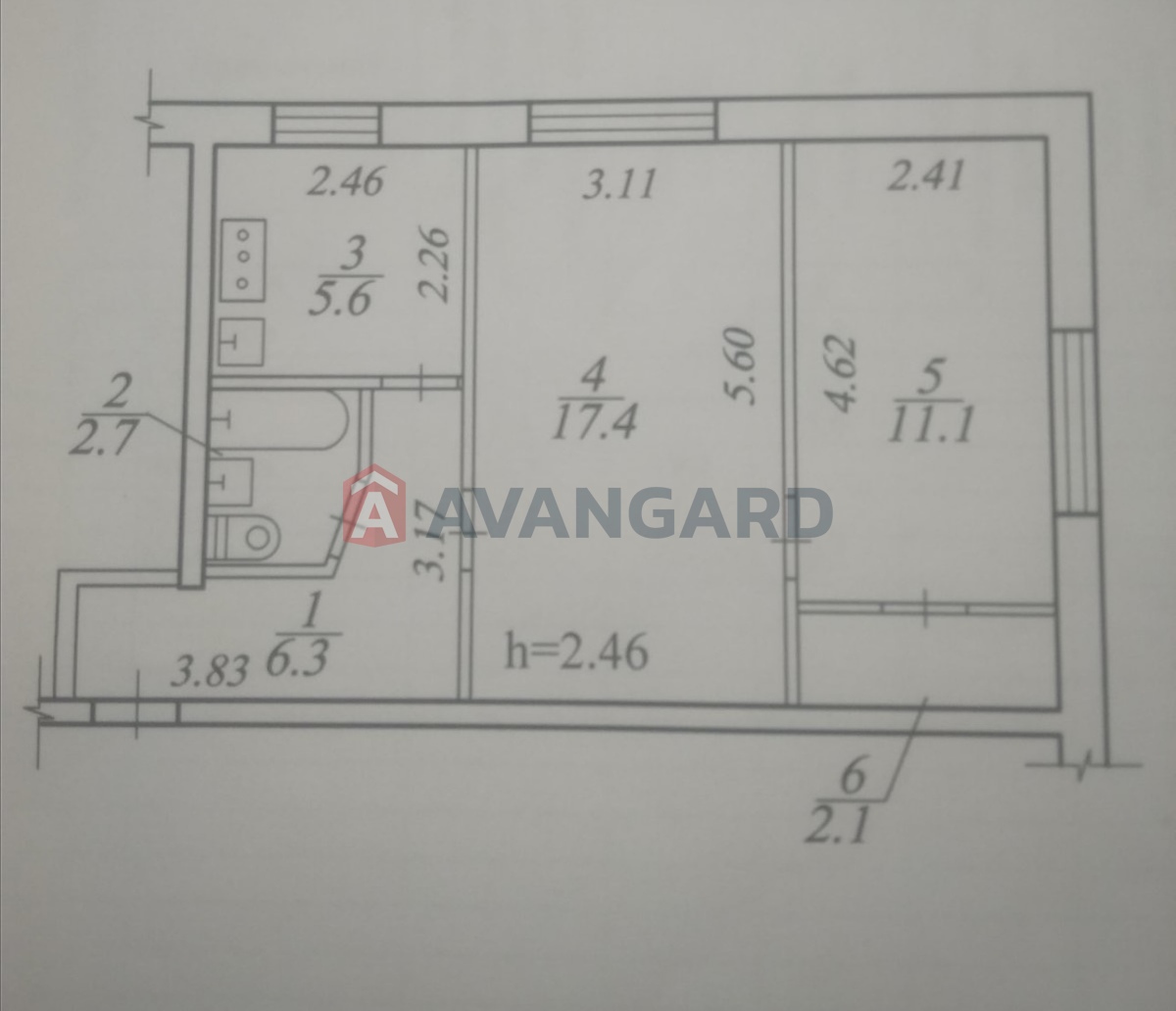 2 кім. квартира, 46/29/6 кв. м., 1/5 поверх фото 10 2 кім. квартира, 46/29/6 кв. м., 1/5 поверх фото 10