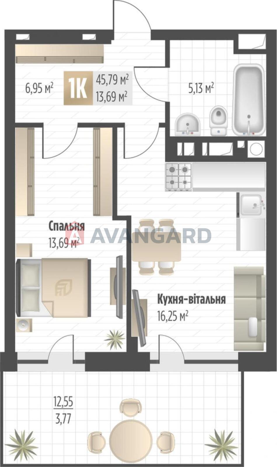 1 комн. квартира, 45/13/15 кв. м., 6/6 этаж фото 7 1 комн. квартира, 45/13/15 кв. м., 6/6 этаж фото 7