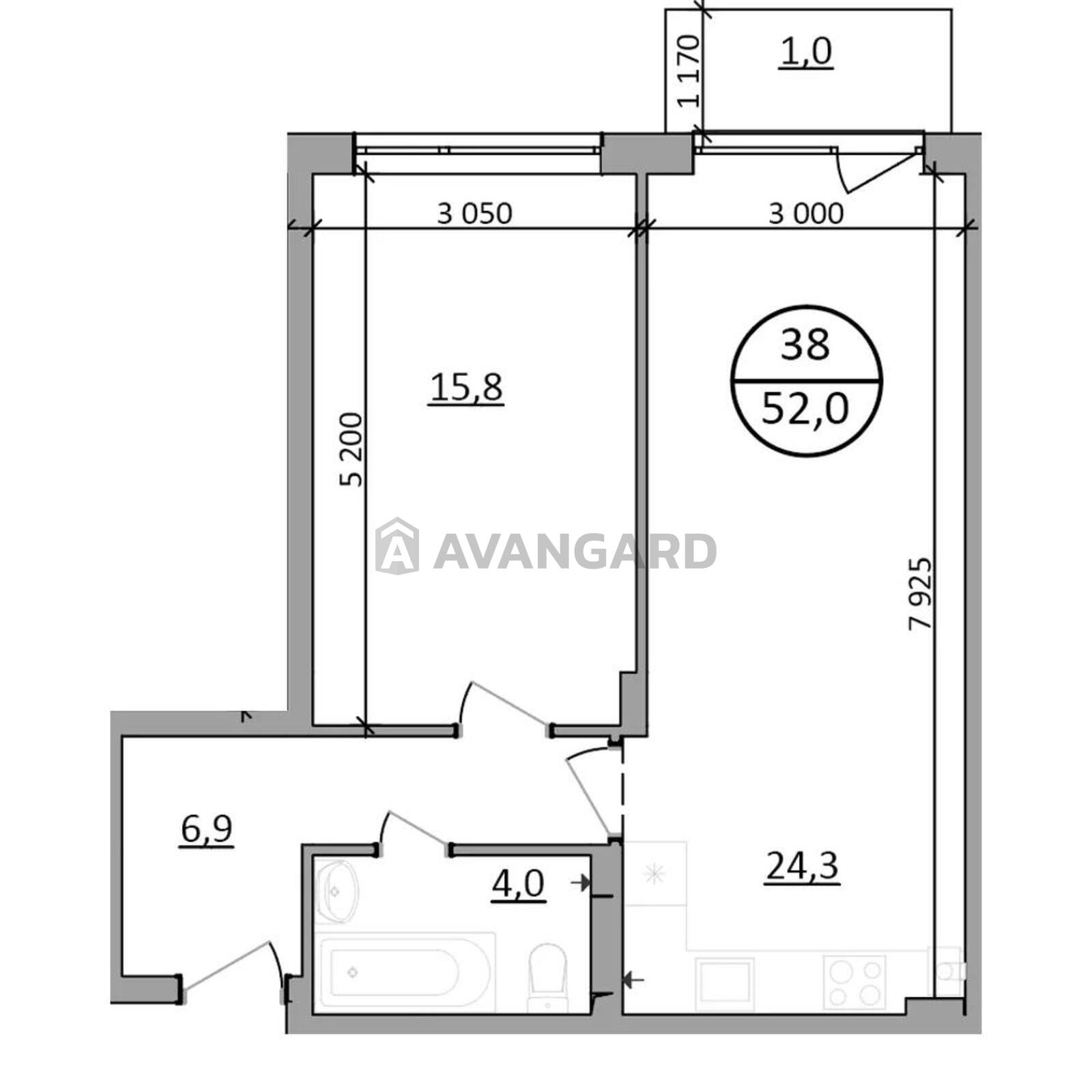 1 кім. квартира, 52/15,8/24,3 кв. м., 2/5 поверх фото 16 1 кім. квартира, 52/15,8/24,3 кв. м., 2/5 поверх фото 16