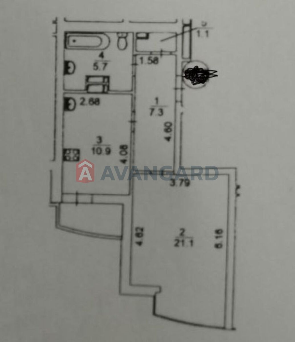 1 комн. квартира, 48/-/12 кв. м., 21/25 этаж фото 3 1 комн. квартира, 48/-/12 кв. м., 21/25 этаж фото 3