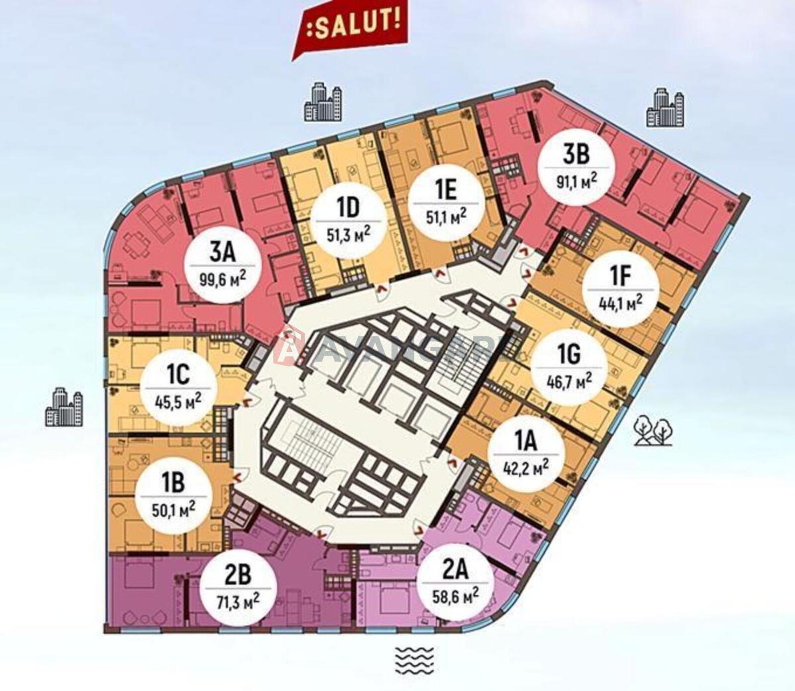 1 кім. квартира, 45,5/-/17 кв. м., 4/33 поверх фото 3 1 кім. квартира, 45,5/-/17 кв. м., 4/33 поверх фото 3