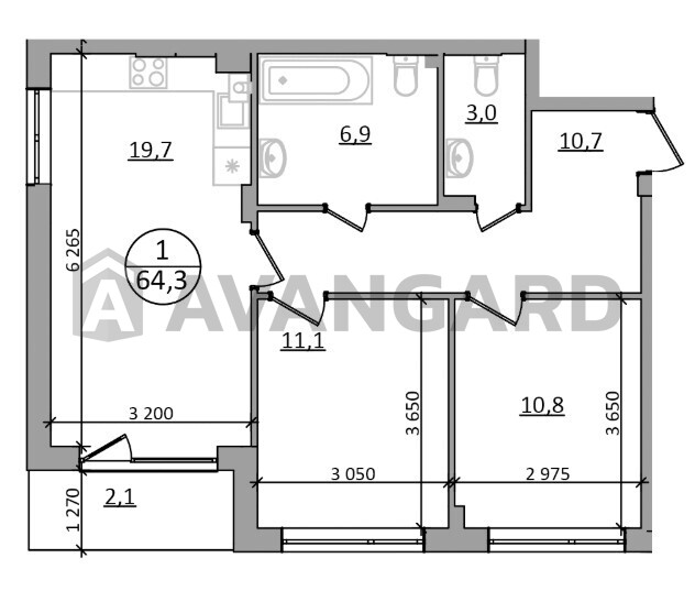 2 комн. квартира, 64.3/-/19.7 кв. м., 1/5 этаж фото 3 2 комн. квартира, 64.3/-/19.7 кв. м., 1/5 этаж фото 3