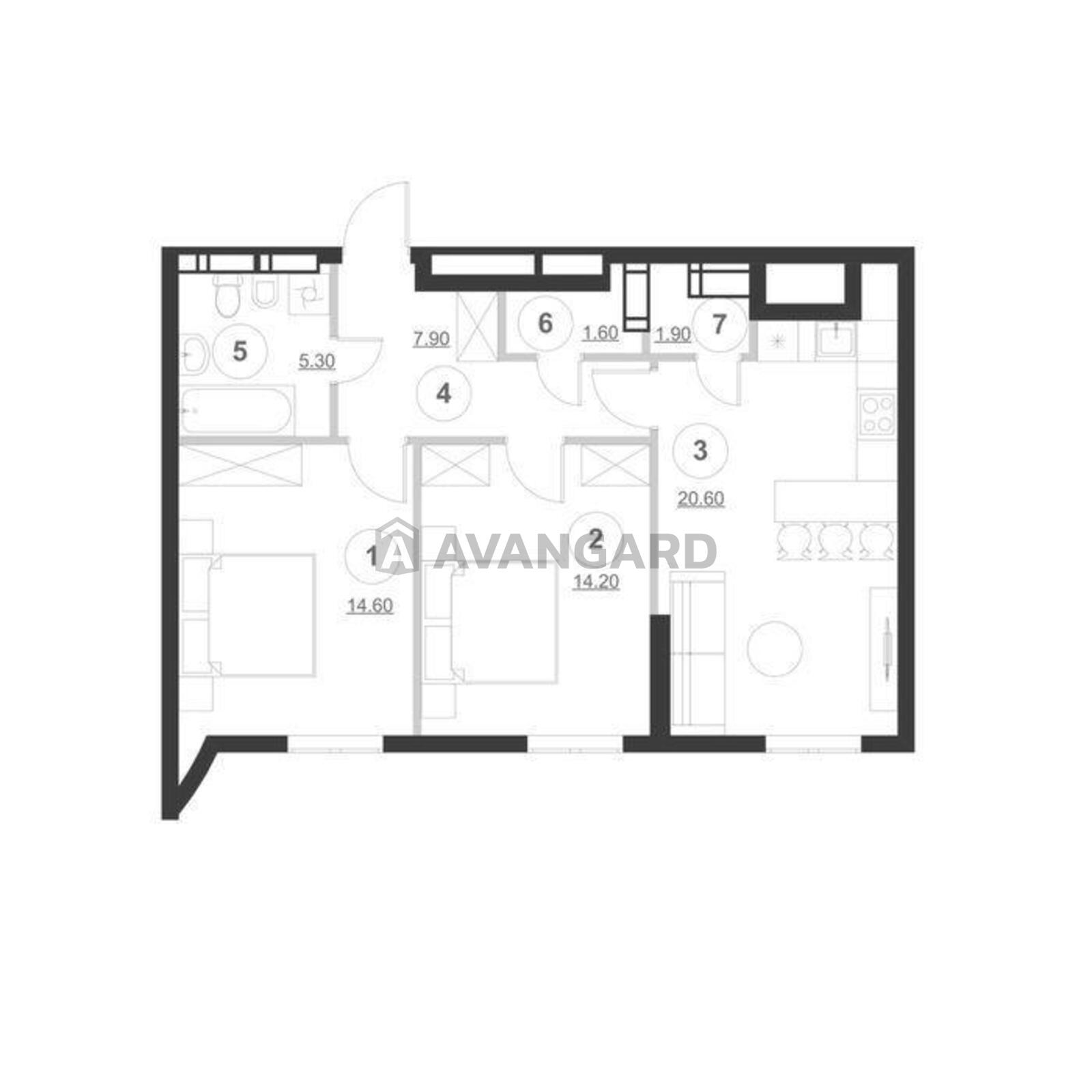2 комн. квартира, 65.7/-/21 кв. м., 14/25 этаж фото 2 2 комн. квартира, 65.7/-/21 кв. м., 14/25 этаж фото 2