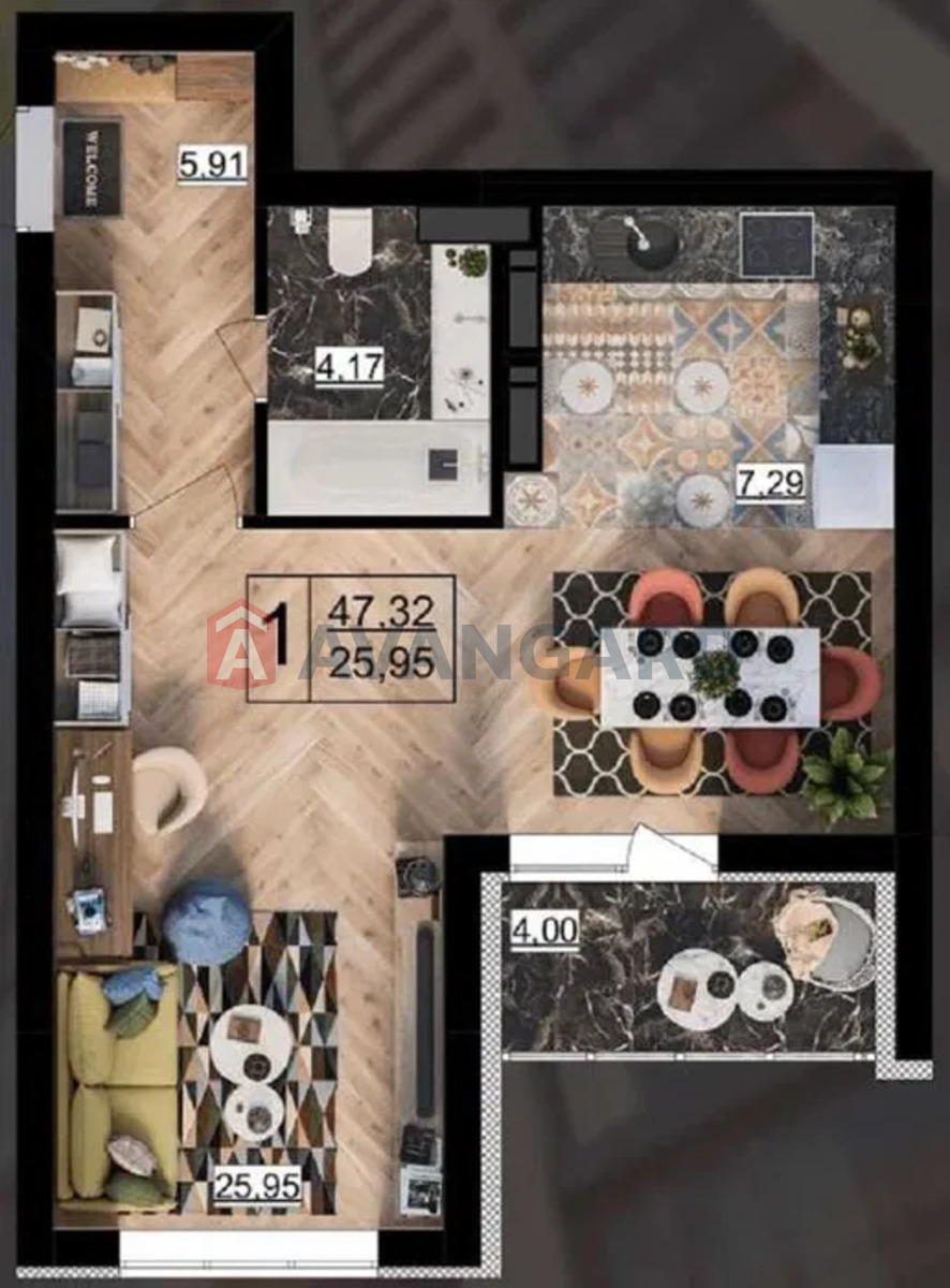 1 кім. квартира, 47/-/15 кв. м., 14/16 поверх фото 7 1 кім. квартира, 47/-/15 кв. м., 14/16 поверх фото 7