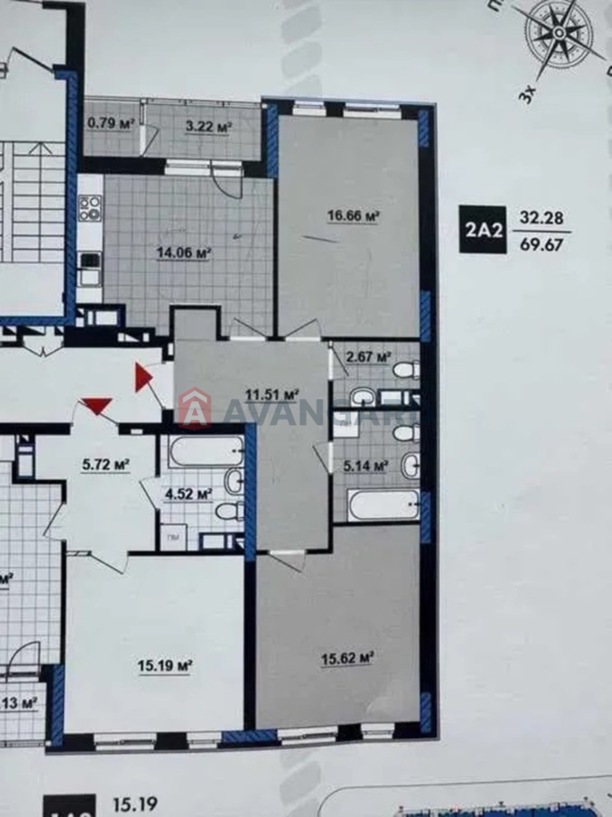 2 кім. квартира, 70/-/15 кв. м., 6/25 поверх фото 9 2 кім. квартира, 70/-/15 кв. м., 6/25 поверх фото 9