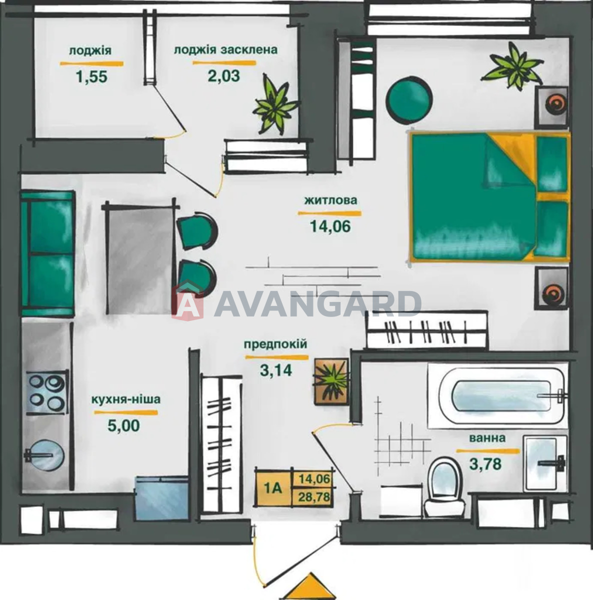 1 кім. квартира, 30/-/5 кв. м., 6/24 поверх фото 2 1 кім. квартира, 30/-/5 кв. м., 6/24 поверх фото 2