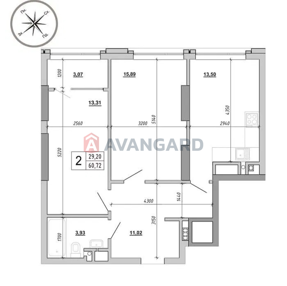 2 кім. квартира, 60/-/13 кв. м., 10/16 поверх фото 6 2 кім. квартира, 60/-/13 кв. м., 10/16 поверх фото 6