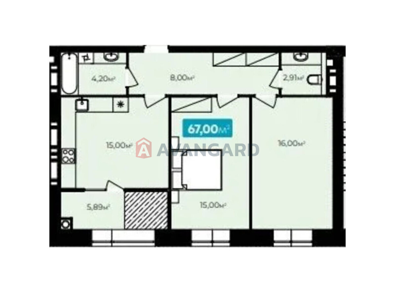 2 кім. квартира, 67/-/- кв. м., 1/9 поверх фото 2 2 кім. квартира, 67/-/- кв. м., 1/9 поверх фото 2