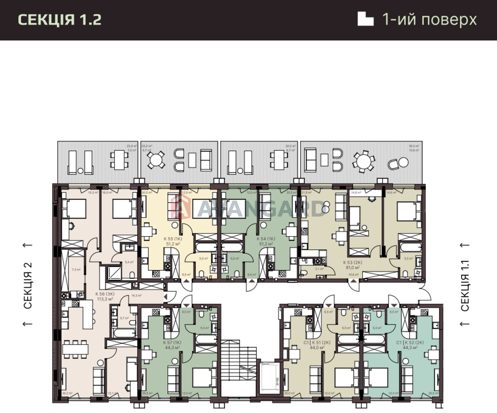 1 кім. квартира, 44/12/21 кв. м., 3/7 поверх фото 11 1 кім. квартира, 44/12/21 кв. м., 3/7 поверх фото 11