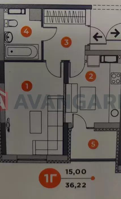 1 кім. квартира, 36/-/9 кв. м., 18/26 поверх фото 7 1 кім. квартира, 36/-/9 кв. м., 18/26 поверх фото 7