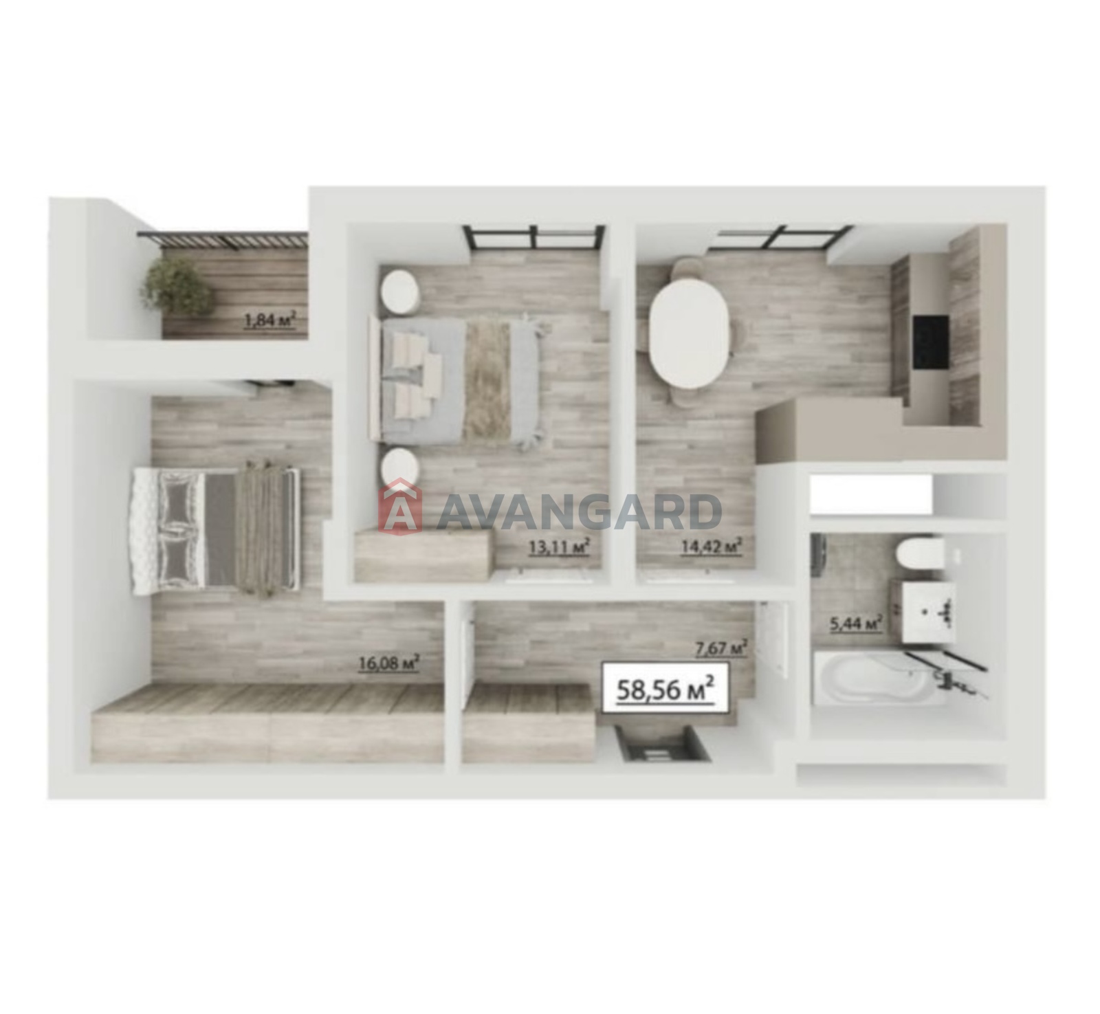 2 комн. квартира, 58/28/15 кв. м., 2/8 этаж фото 8 2 комн. квартира, 58/28/15 кв. м., 2/8 этаж фото 8