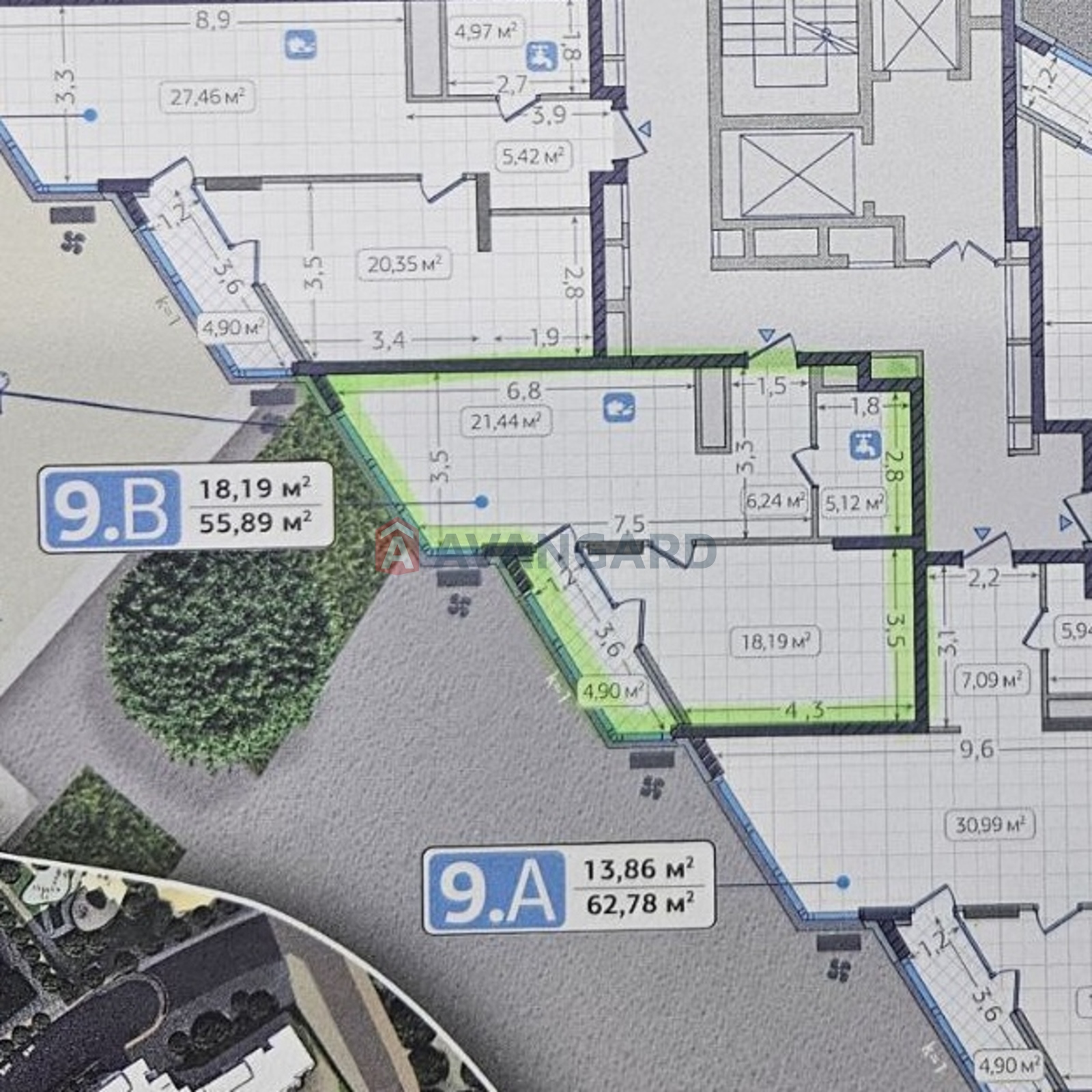 1 кім. квартира, 55,89/18,19/21,44 кв. м., 2/22 поверх фото 9 1 кім. квартира, 55,89/18,19/21,44 кв. м., 2/22 поверх фото 9