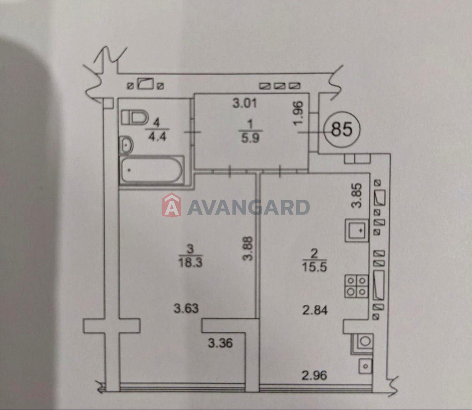 1 комн. квартира, 44/-/15,5 кв. м., 11/11 этаж фото 9 1 комн. квартира, 44/-/15,5 кв. м., 11/11 этаж фото 9
