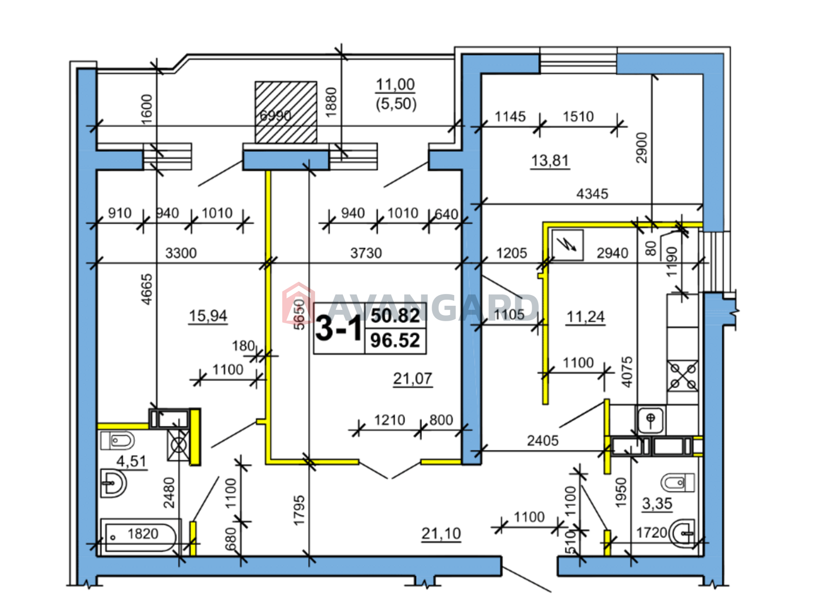 3 комн. квартира, 103/47/12 кв. м., 8/9 этаж фото 14 3 комн. квартира, 103/47/12 кв. м., 8/9 этаж фото 14