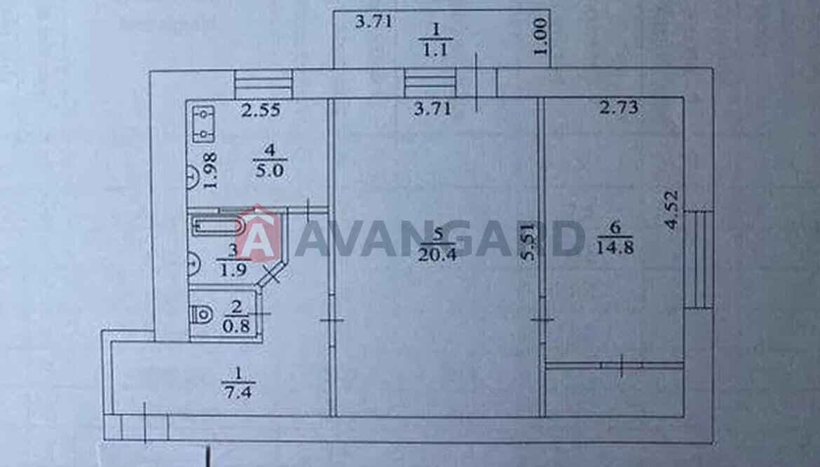 2 комн. квартира, 52/35/5 кв. м., 2/4 этаж фото 5 2 комн. квартира, 52/35/5 кв. м., 2/4 этаж фото 5