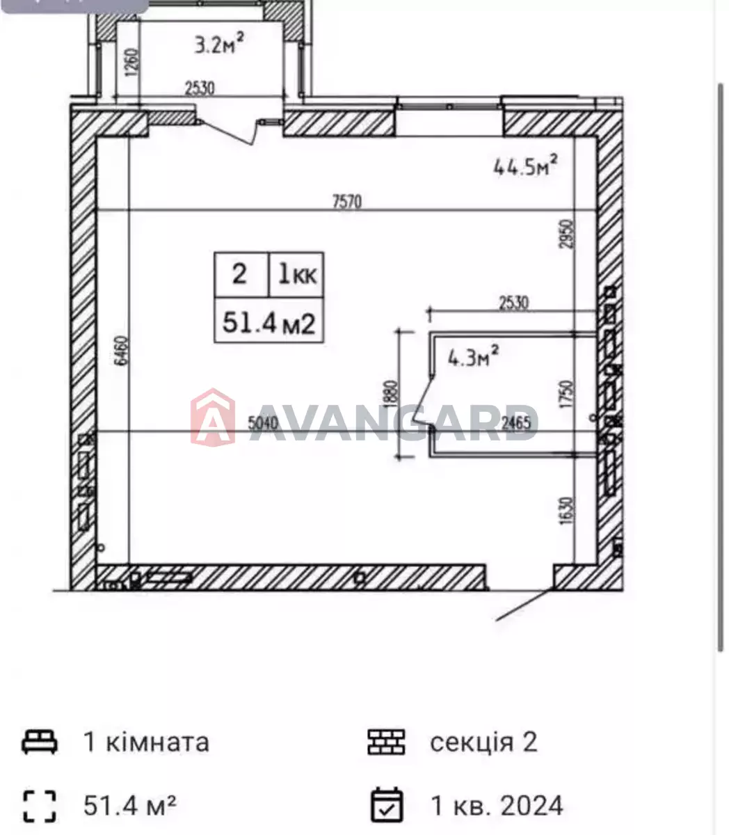 1 кім. квартира, 51/20/10 кв. м., 9/10 поверх фото 7 1 кім. квартира, 51/20/10 кв. м., 9/10 поверх фото 7