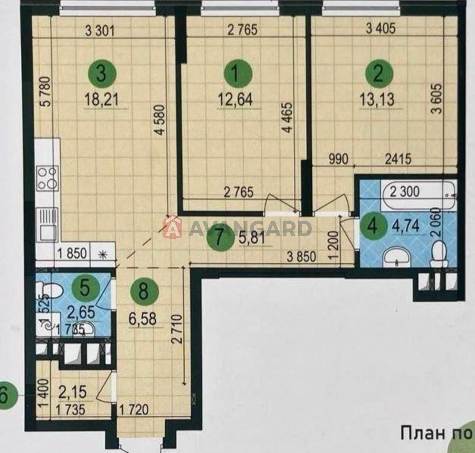 2 комн. квартира, 66/-/18 кв. м., 14/25 этаж фото 1 2 комн. квартира, 66/-/18 кв. м., 14/25 этаж фото 1