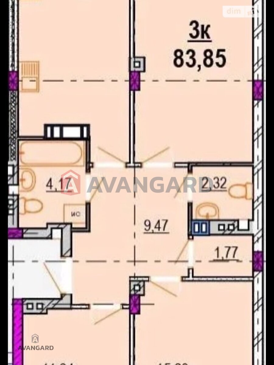 3 кім. квартира, 83/44/18 кв. м., 2/6 поверх фото 5 3 кім. квартира, 83/44/18 кв. м., 2/6 поверх фото 5