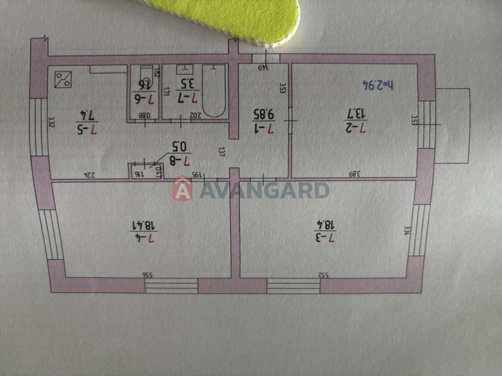3 комн. квартира, 74/-/7 кв. м., 4/5 этаж фото 2 3 комн. квартира, 74/-/7 кв. м., 4/5 этаж фото 2