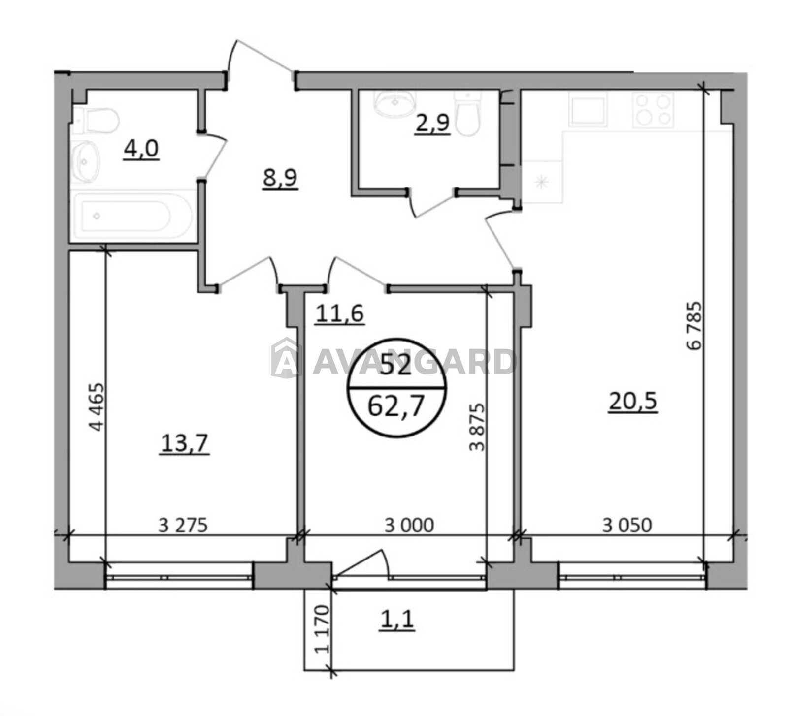 2 комн. квартира, 62,7/-/20.5 кв. м., 4/5 этаж фото 10 2 комн. квартира, 62,7/-/20.5 кв. м., 4/5 этаж фото 10