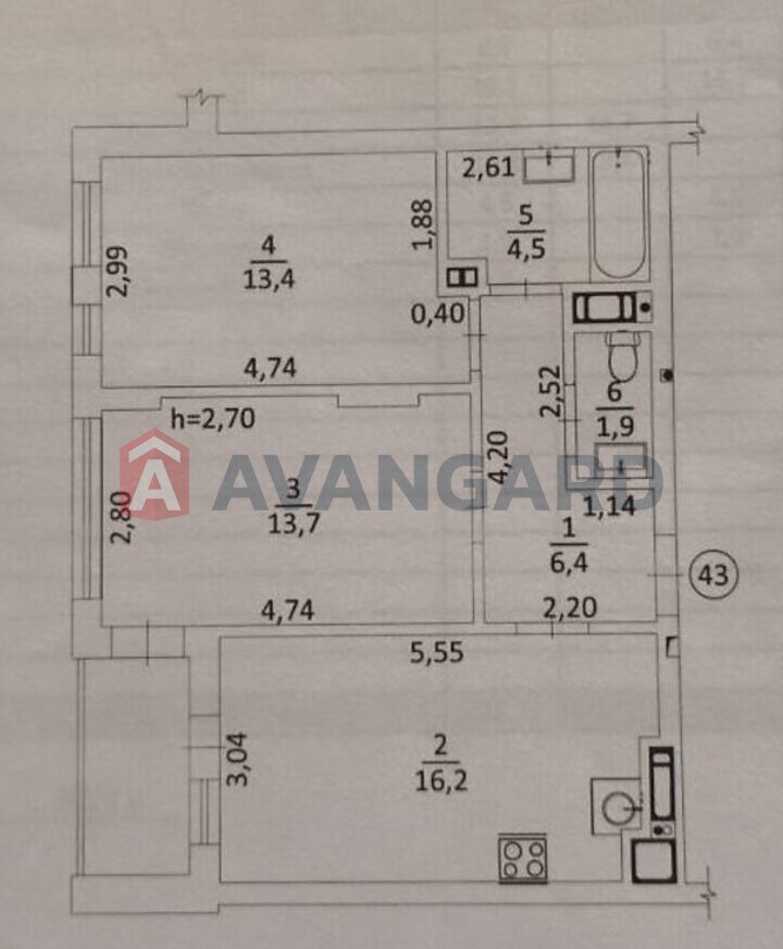 2 кім. квартира, 60,1/27/16,2 кв. м., 3/9 поверх фото 16 2 кім. квартира, 60,1/27/16,2 кв. м., 3/9 поверх фото 16
