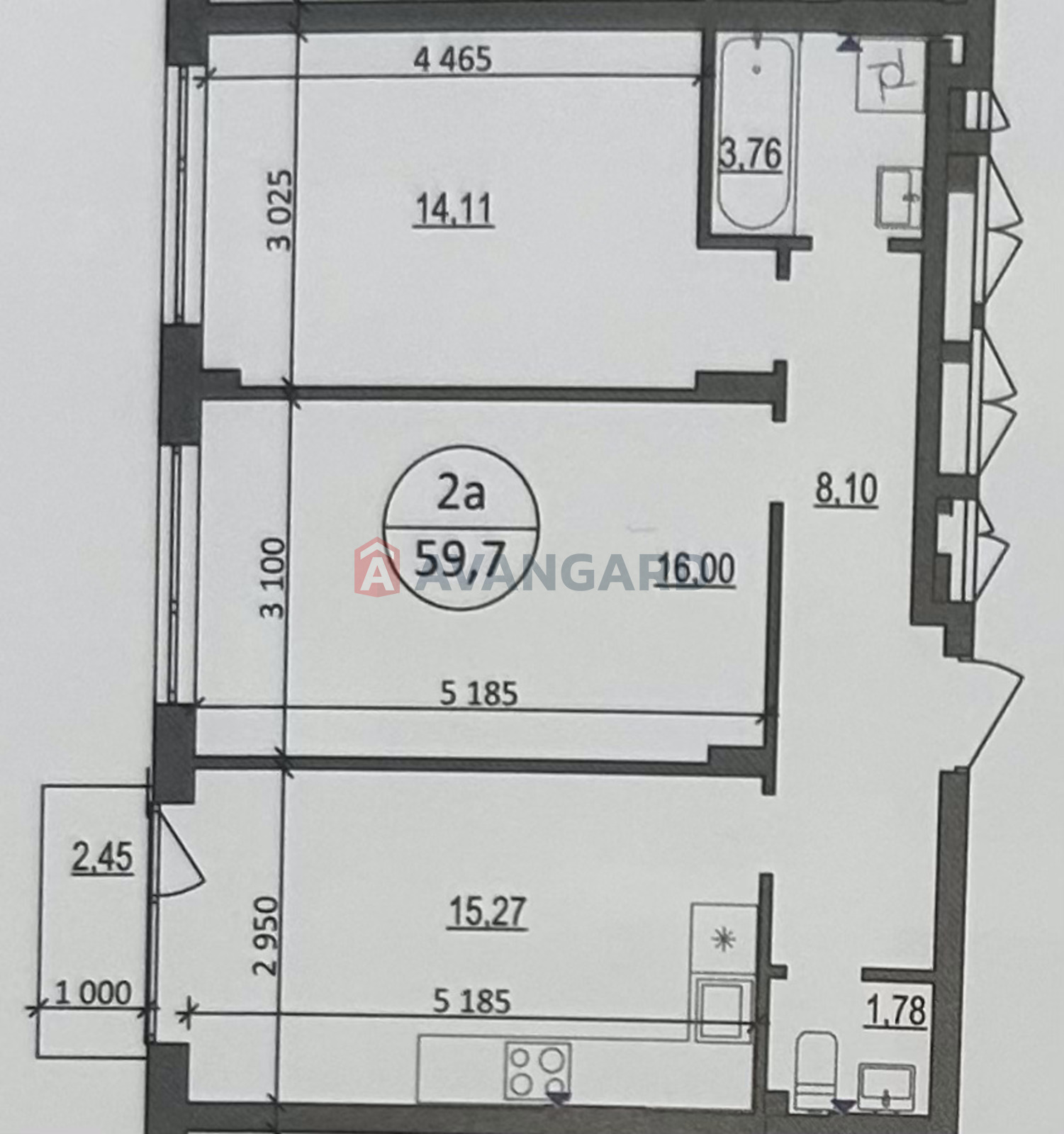 2 кім. квартира, 59,7/30,1/15,2 кв. м., 1/5 поверх фото 8 2 кім. квартира, 59,7/30,1/15,2 кв. м., 1/5 поверх фото 8