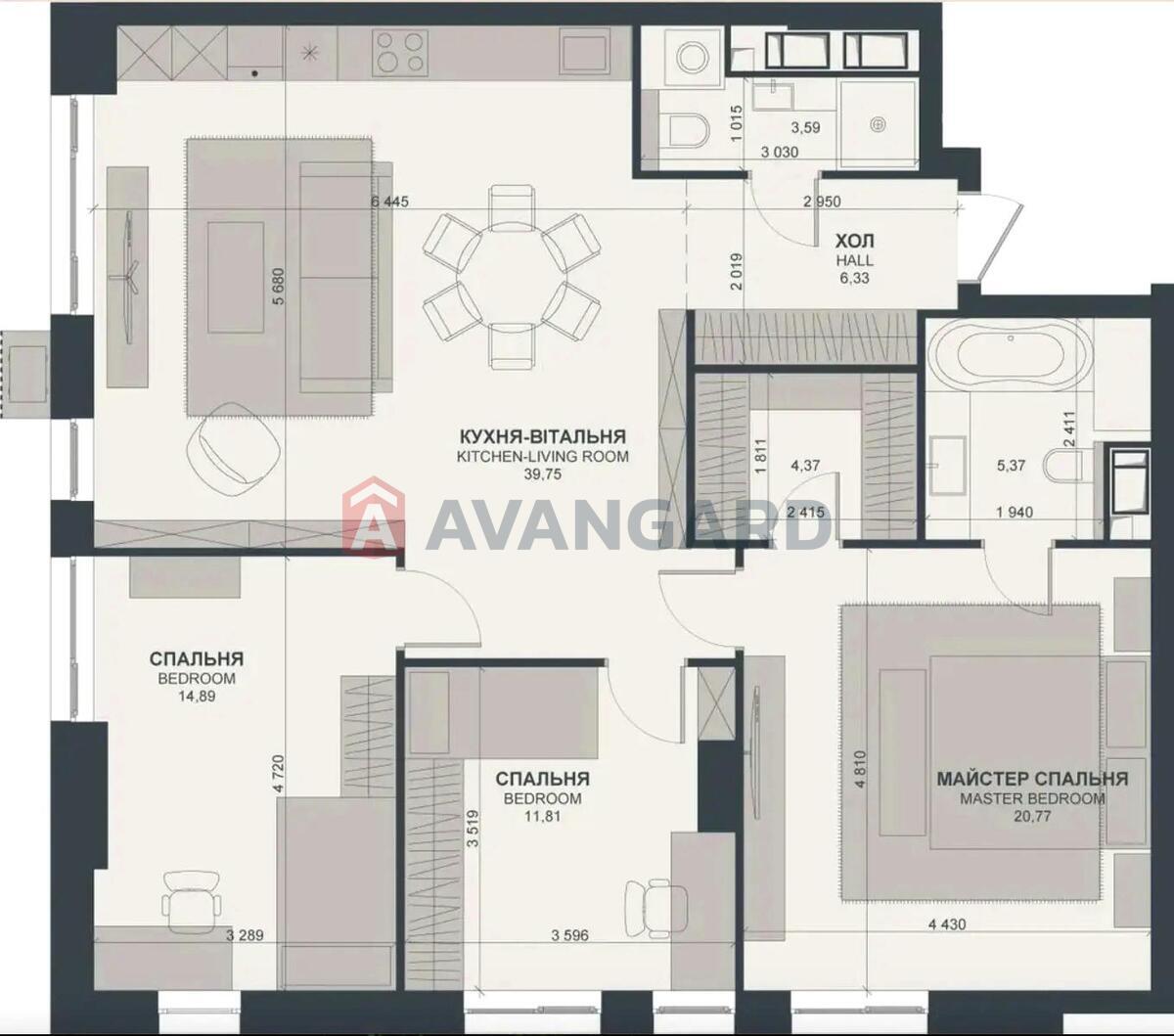 3 кім. квартира, 105 / 47 / 38 кв. м., 6/21 поверх фото 1 3 кім. квартира, 105 / 47 / 38 кв. м., 6/21 поверх фото 1