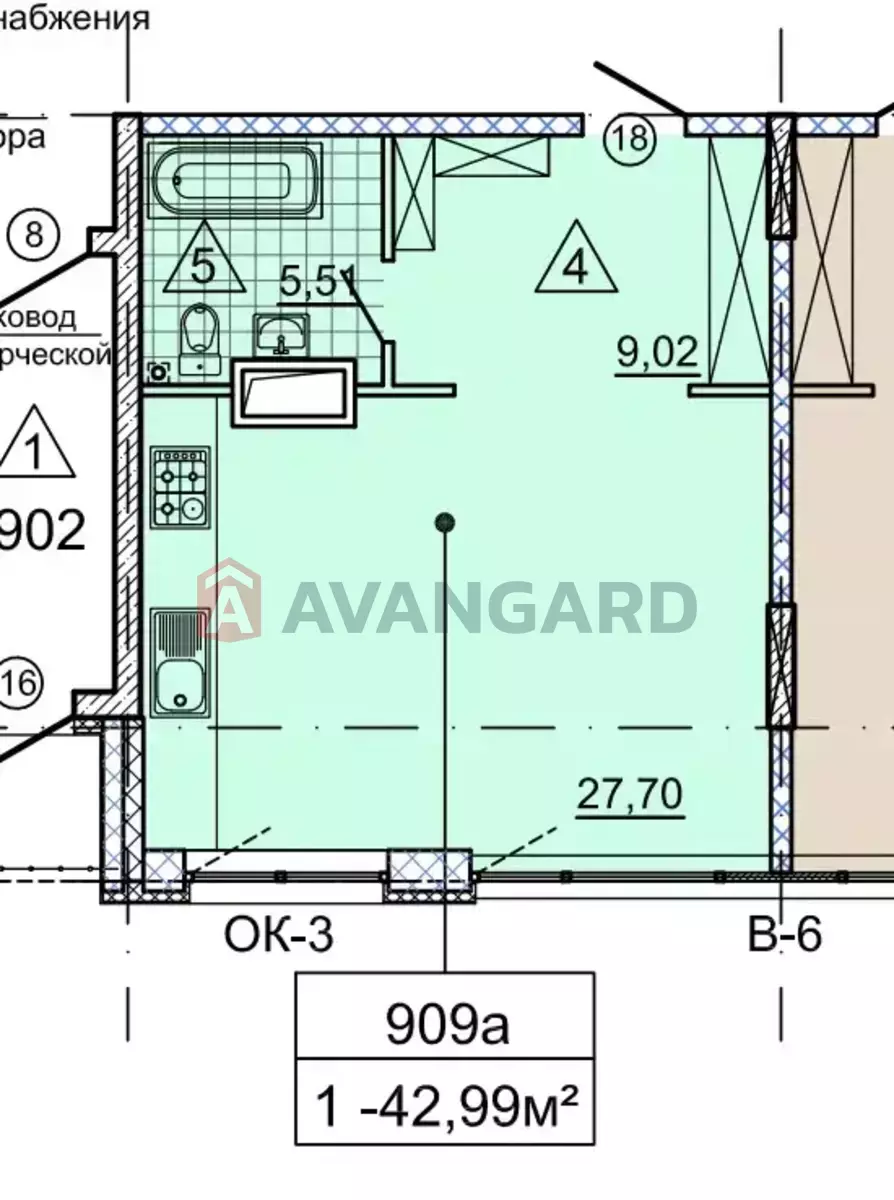 1 кім. квартира, 43/-/- кв. м., 9/18 поверх фото 13 1 кім. квартира, 43/-/- кв. м., 9/18 поверх фото 13