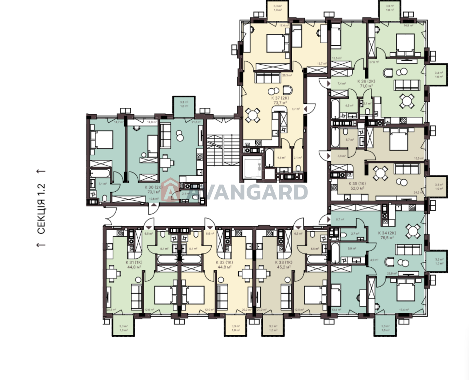 1 кім. квартира, 44/12/21 кв. м., 3/7 поверх фото 18 1 кім. квартира, 44/12/21 кв. м., 3/7 поверх фото 18