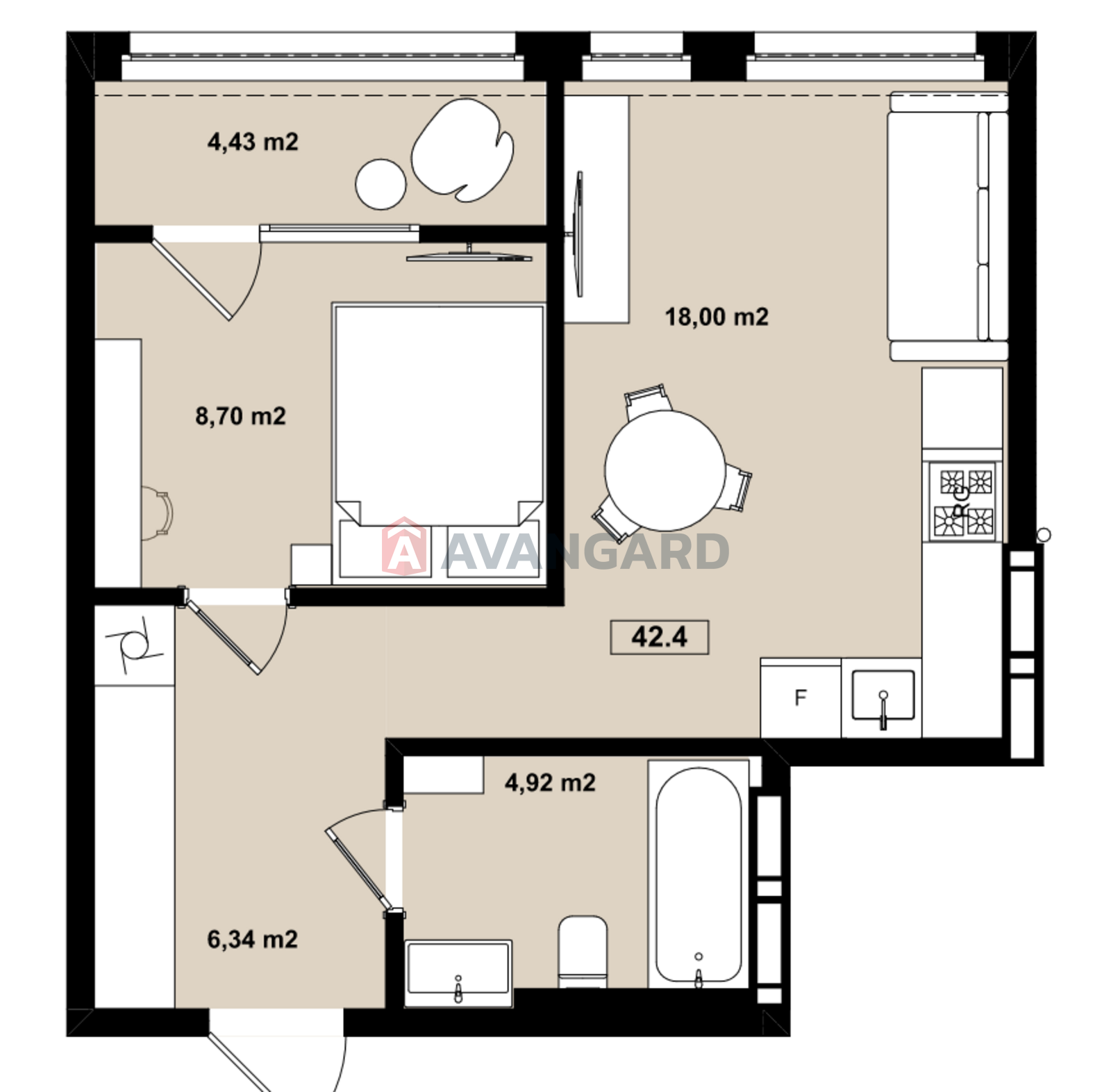 2 кім. квартира, 47.3/24/21 кв. м., 2/14 поверх фото 12 2 кім. квартира, 47.3/24/21 кв. м., 2/14 поверх фото 12