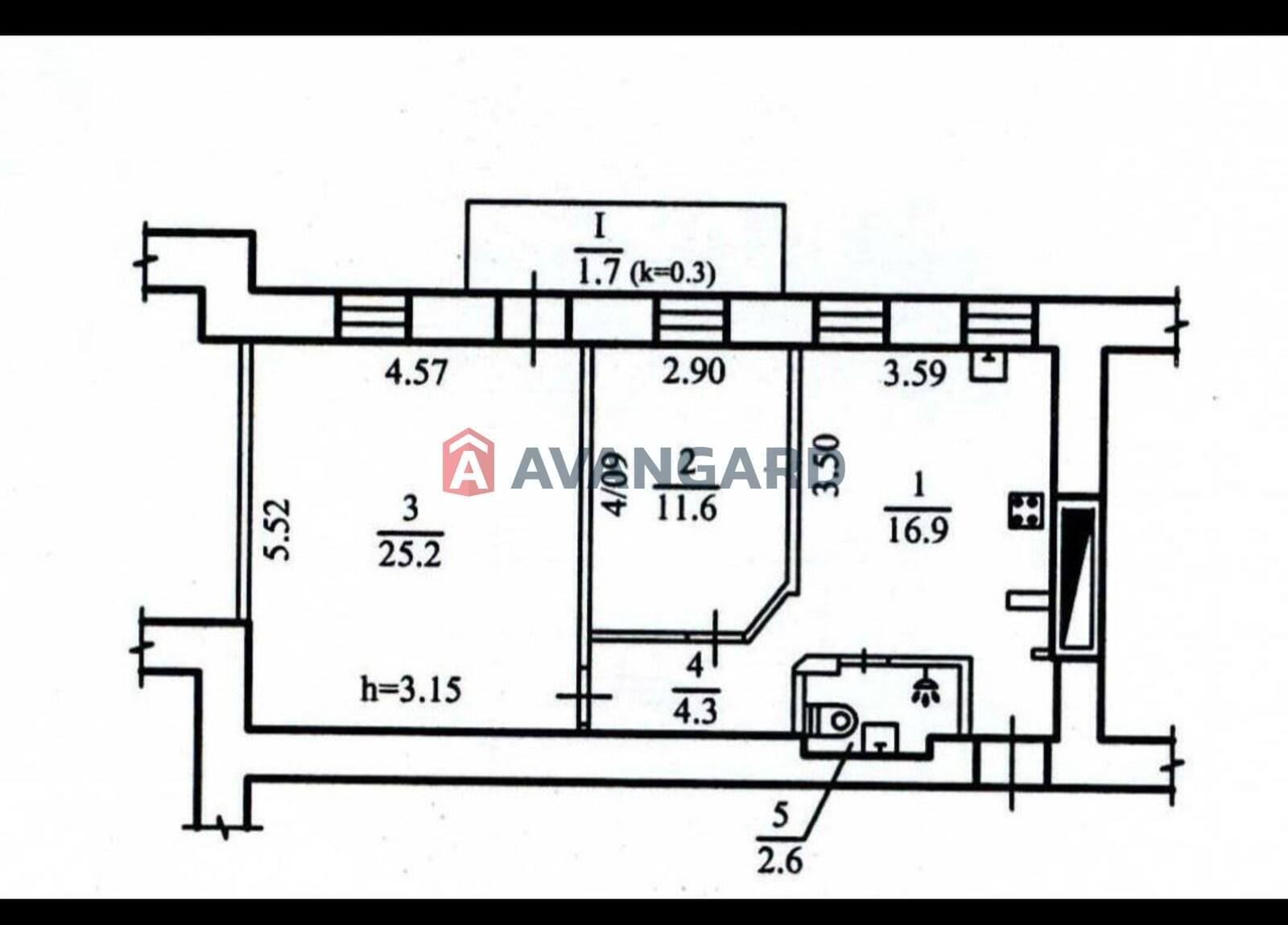 2 кім. квартира, 62/37/17 кв. м., 2/3 поверх фото 6 2 кім. квартира, 62/37/17 кв. м., 2/3 поверх фото 6