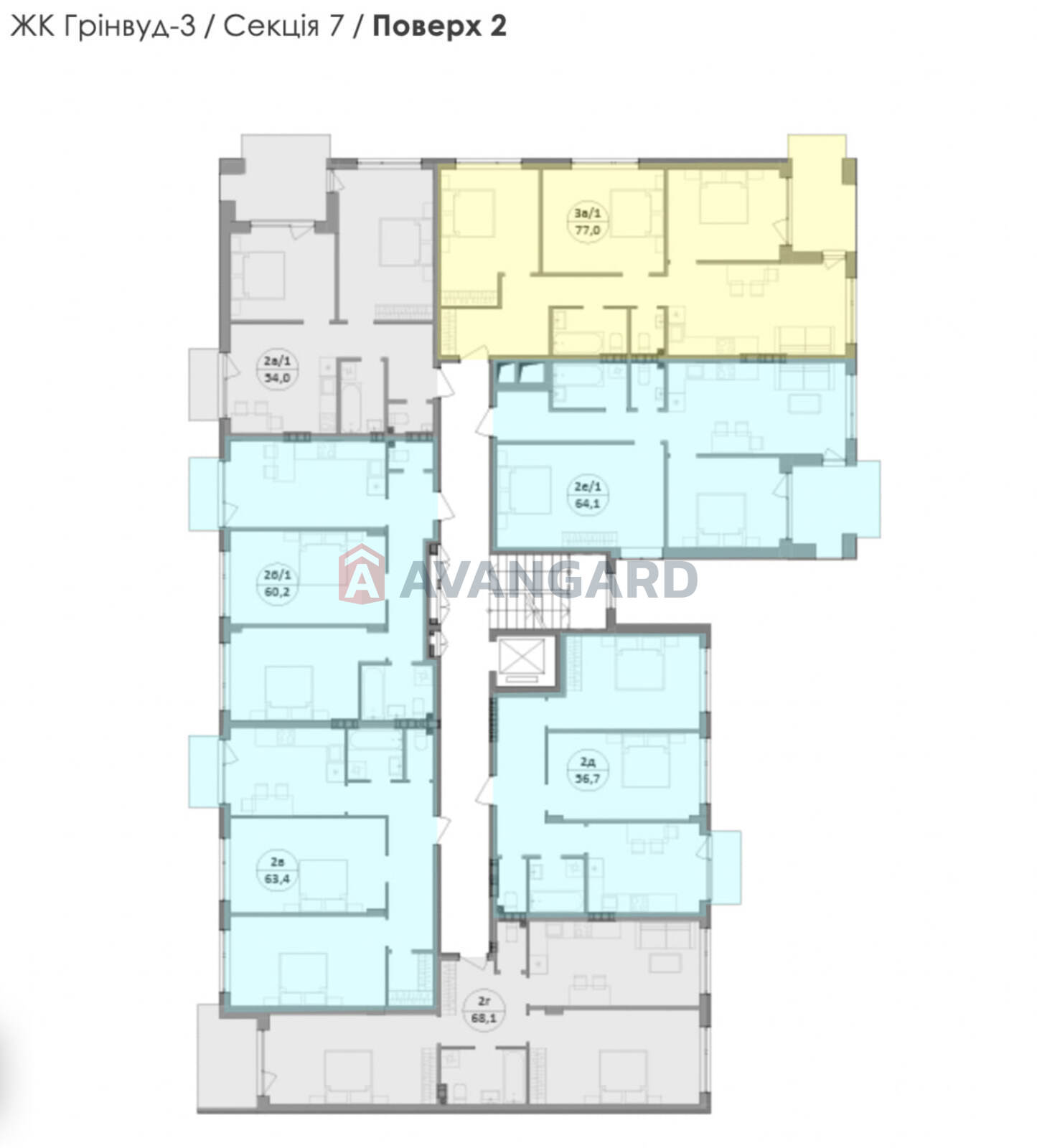 2 кім. квартира, 68.1/36/17 кв. м., 2/5 поверх фото 6 2 кім. квартира, 68.1/36/17 кв. м., 2/5 поверх фото 6