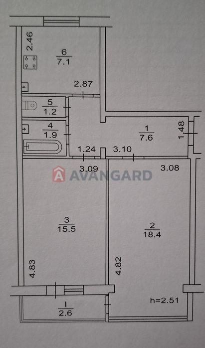 2 кім. квартира, 55/34/7 кв. м., 5/9 поверх фото 7 2 кім. квартира, 55/34/7 кв. м., 5/9 поверх фото 7