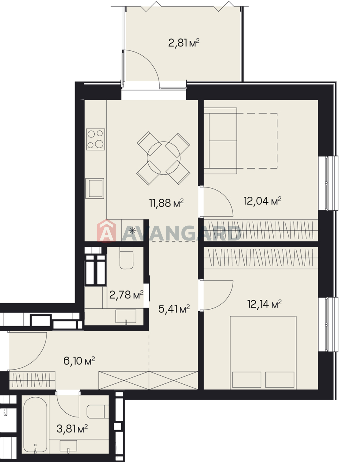 2 комн. квартира, 57/45/12 кв. м., 8/10 этаж фото 2 2 комн. квартира, 57/45/12 кв. м., 8/10 этаж фото 2